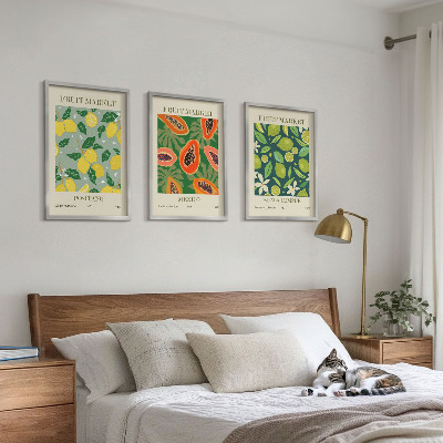 Lot de 3 tableaux pour salon Motifs fruités de citron et de papaye