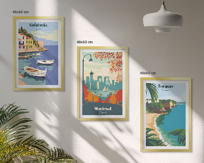 Lot de 3 tableaux pour salon Paysages urbains de Grèce, du Canada et d'Australie