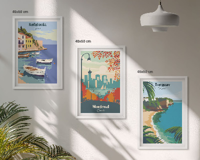 Lot de 3 tableaux pour salon Paysages urbains de Grèce, du Canada et d'Australie