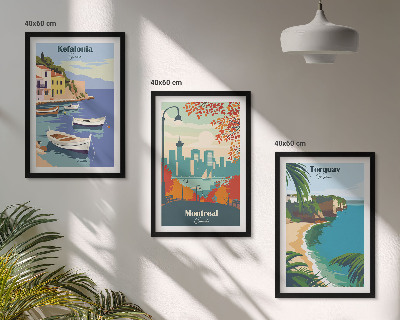 Lot de 3 tableaux pour salon Paysages urbains de Grèce, du Canada et d'Australie