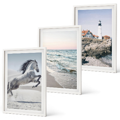Cadre photo mural Chevaux plage phare vagues