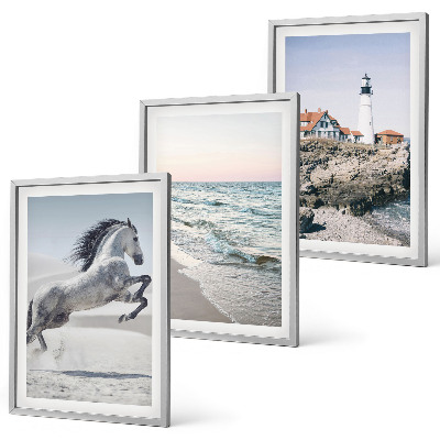 Cadre photo mural Chevaux plage phare vagues