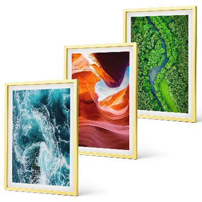 Lot de 3 tableaux pour salon Mouvement de l'eau canyon forêt verte