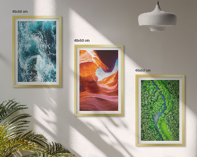Lot de 3 tableaux pour salon Mouvement de l'eau canyon forêt verte