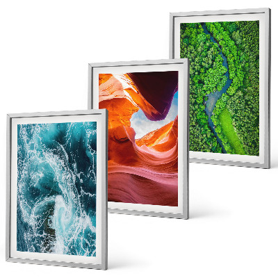 Lot de 3 tableaux pour salon Mouvement de l'eau canyon forêt verte