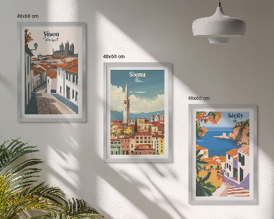 Cadre photo mural Illustrations rétro de villes du monde