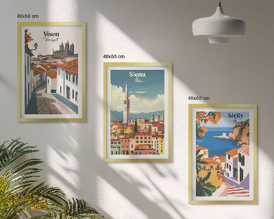 Cadre photo mural Illustrations rétro de villes du monde