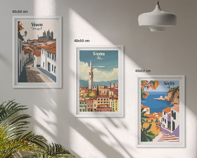 Cadre photo mural Illustrations rétro de villes du monde