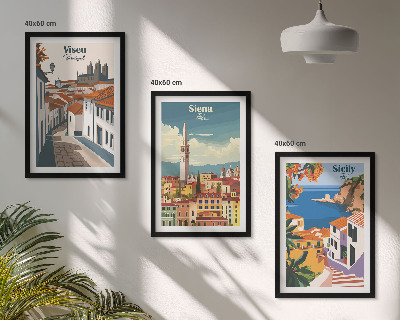 Cadre photo mural Illustrations rétro de villes du monde