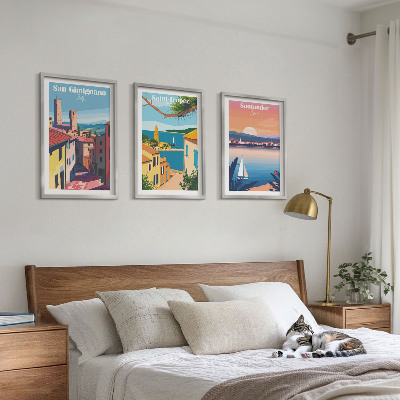 Lot de 3 tableaux pour salon Paysages urbains italiens