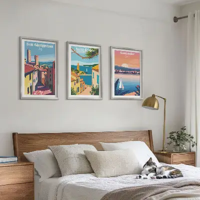 Lot de 3 tableaux pour salon représentant des paysages urbains italiens