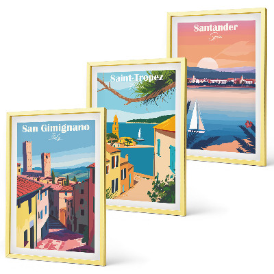 Lot de 3 tableaux pour salon Paysages urbains italiens