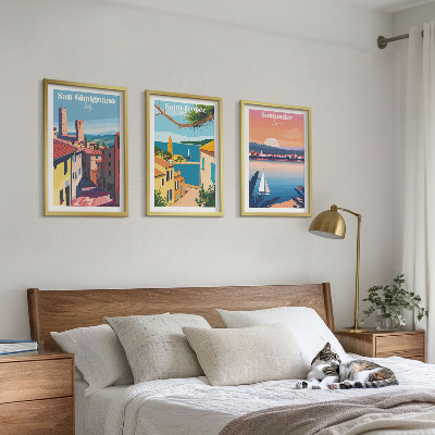 Lot de 3 tableaux pour salon Paysages urbains italiens