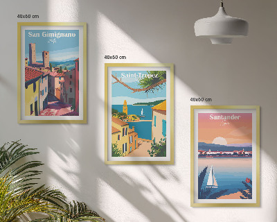 Lot de 3 tableaux pour salon Paysages urbains italiens