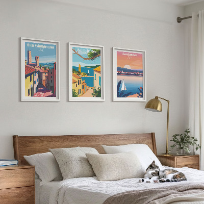 Lot de 3 tableaux pour salon Paysages urbains italiens