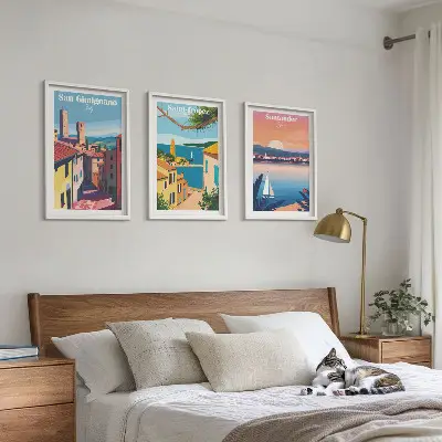 Lot de 3 tableaux pour salon représentant des paysages urbains italiens
