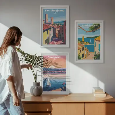 Lot de 3 tableaux pour salon représentant des paysages urbains italiens