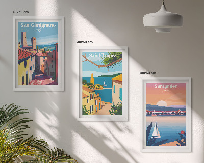 Lot de 3 tableaux pour salon Paysages urbains italiens