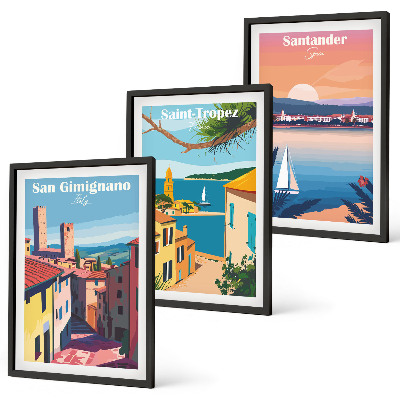 Lot de 3 tableaux pour salon Paysages urbains italiens