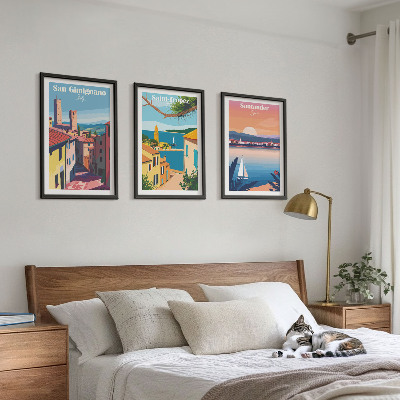 Lot de 3 tableaux pour salon Paysages urbains italiens
