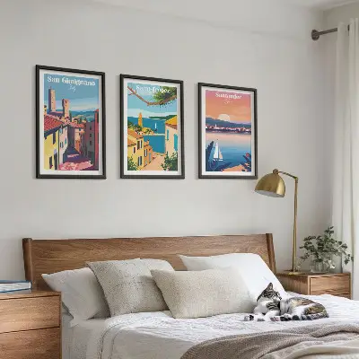 Lot de 3 tableaux pour salon représentant des paysages urbains italiens