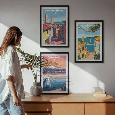 Lot de 3 tableaux pour salon représentant des paysages urbains italiens