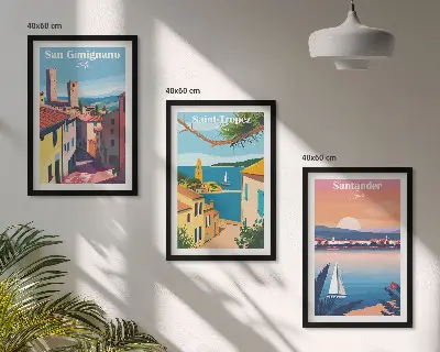 Lot de 3 tableaux pour salon représentant des paysages urbains italiens