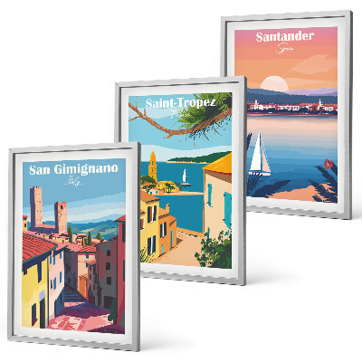 Lot de 3 tableaux pour salon Paysages urbains italiens