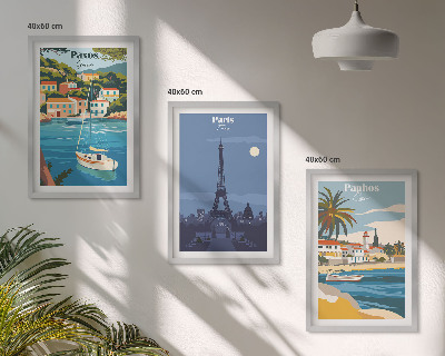 Lot de 3 tableaux pour salon Villes côtières et architecture