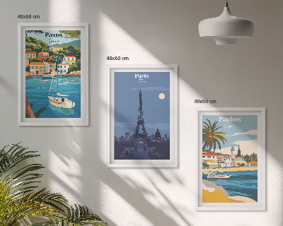 Lot de 3 tableaux pour salon Villes côtières et architecture