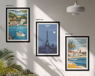 Lot de 3 tableaux pour salon Villes côtières et architecture