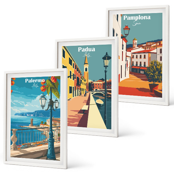 Cadre photo mural Illustrations rétro de villes