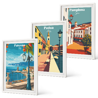Cadre photo mural Illustrations rétro de villes