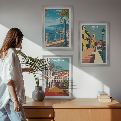 Cadre photo mural Illustrations rétro de villes