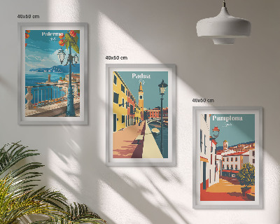 Cadre photo mural Illustrations rétro de villes