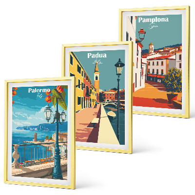 Cadre photo mural Illustrations rétro de villes