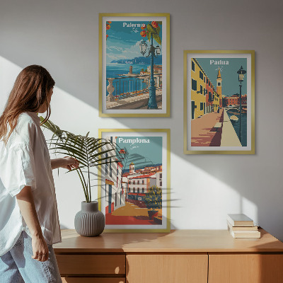 Cadre photo mural Illustrations rétro de villes