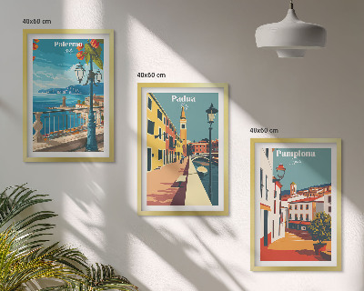 Cadre photo mural Illustrations rétro de villes