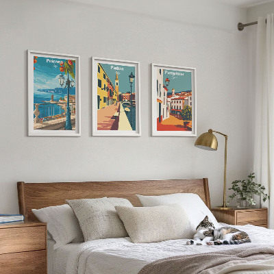 Cadre photo mural Illustrations rétro de villes