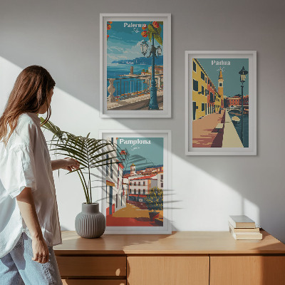 Cadre photo mural Illustrations rétro de villes