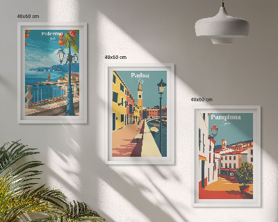Cadre photo mural Illustrations rétro de villes
