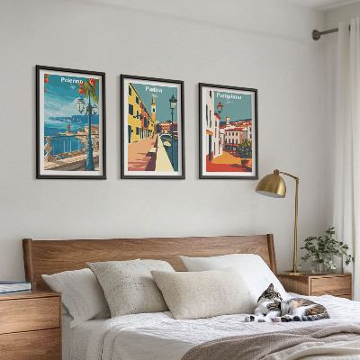 Cadre photo mural Illustrations rétro de villes