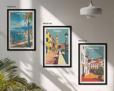 Cadre photo mural Illustrations rétro de villes