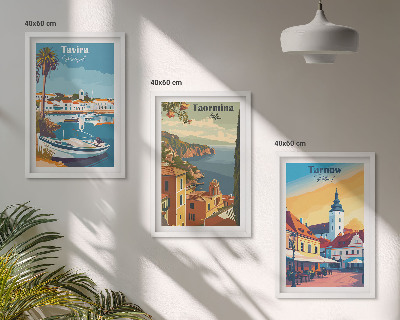 Lot de 3 tableaux pour salon Vues des villes côtières