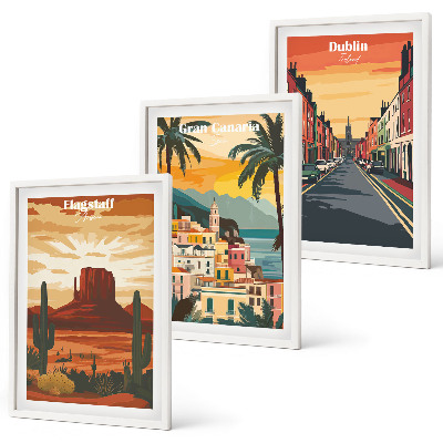 Lot de 3 tableaux pour salon Paysages des villes naturelles