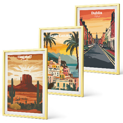 Lot de 3 tableaux pour salon Paysages des villes naturelles