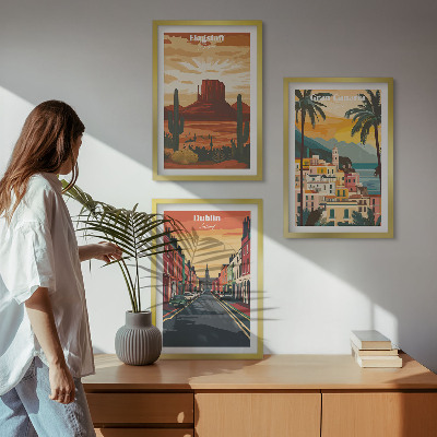 Lot de 3 tableaux pour salon Paysages des villes naturelles