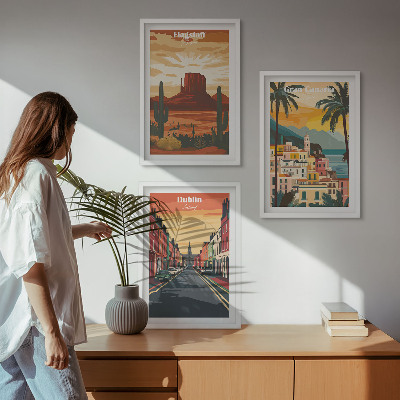 Lot de 3 tableaux pour salon Paysages des villes naturelles