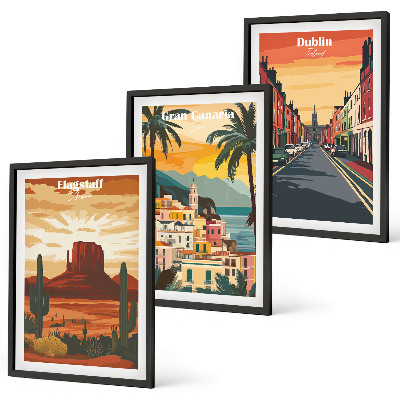 Lot de 3 tableaux pour salon Paysages des villes naturelles
