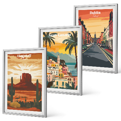 Lot de 3 tableaux pour salon Paysages des villes naturelles